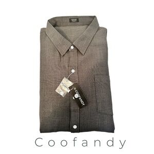 NWT COOFANDY Mens Long Sleeve Button Down Casual Work Collared Linen Dress Shirt